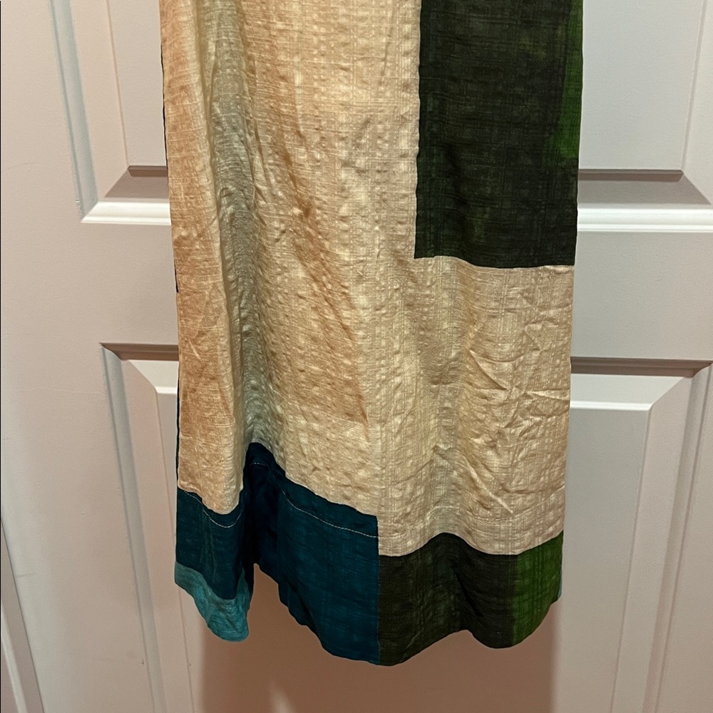 Banana Republic Cream Dress with Teal and Dark Green Blocks - Picture 3 of 10